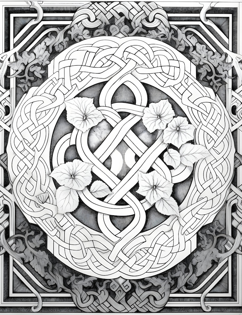 ADULT COLORING PAGES Celtic Knots and Flowers Moderate to Intricate