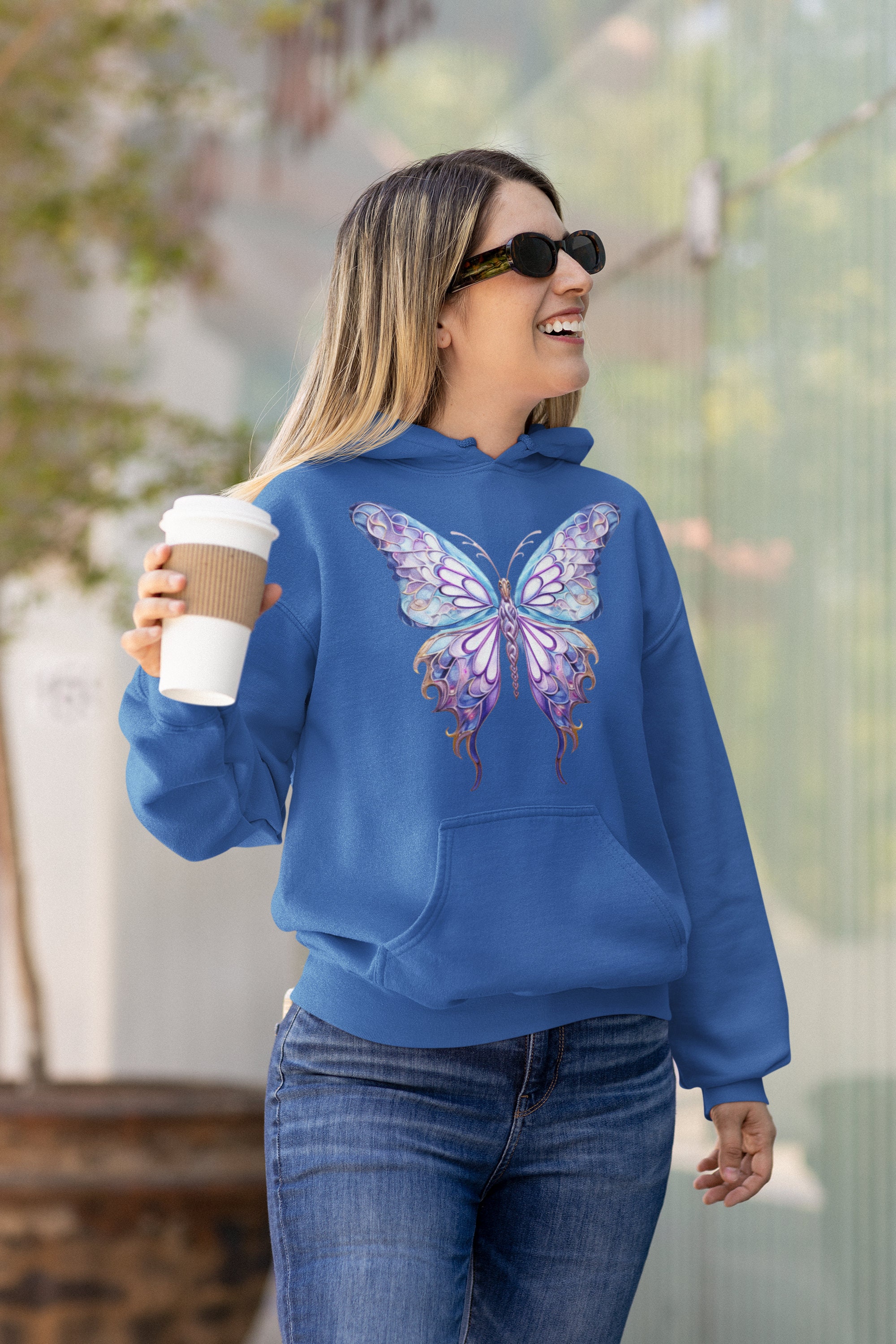 Butterfly Hoodie Blue Etsy Canada