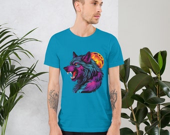 WEREWOLF RETRO COLORS Under a Full Moon Unisex T-Shirt, Lycan, Lycanthrope, Cryptid, Urban Legend, Werewolf Lovers & Collectors, Horror Fans