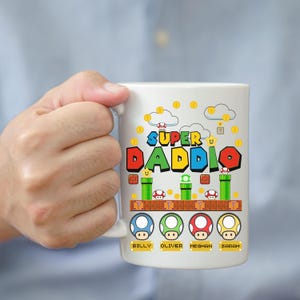 Super Daddio Mug, Funny Dad Ceramic Mug, Father&#39;s Day Gift Mug, Super Dad Gift Mug, Gamer Daddy Mug, Father&#39;s Day Mug, Birthday Gift Dad Mug