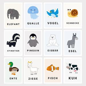 50 Animal Flashcards Preschool – Flashcards for Children in German | Montessori Materials | Fruit Flashcards German | PDF Digital image 2