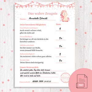 The true report card 2025 PDF A4 – loving parental report card, appreciation, motivation, end of school year, motivation report card for children unicorn