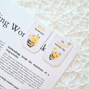 2 magnetic bookmarks bees | Magnetic bookmarks for children & adults | Gift book reader school bee motif cute yellow