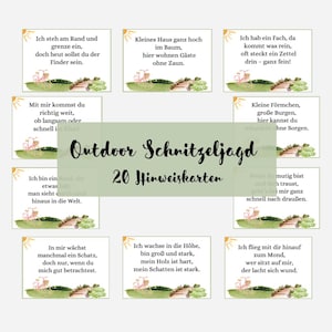 Outdoor scavenger hunt for children | Treasure hunt in the garden | Rhymes and clues to print out | Scavenger hunt for children&#39;s birthday parties for ages 6 and up