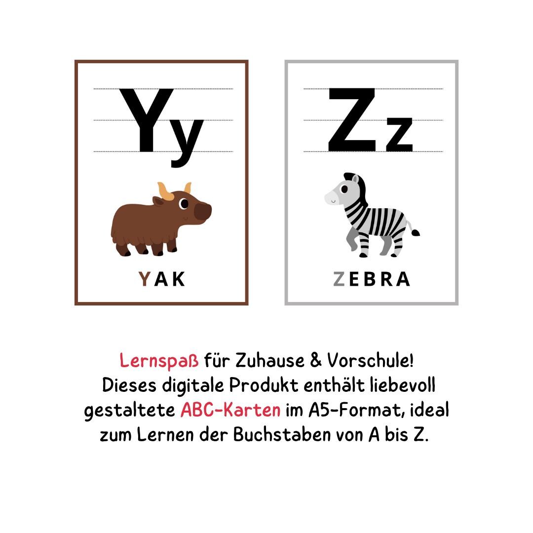 ABC Cards to Print – German, Learn Letters With Pictures and Writing ...