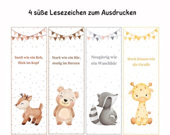 4 cute bookmarks to print out, cute saying DIY template as PDF | Cute bookmarks for children and adults