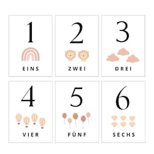 Carte numeriche 13 carte per imparare i numeri per bambini in download digitale tedesco