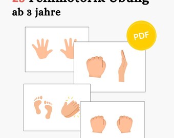 Motor skills cards for children, A4 PDF for printing, playfully promote movement and concentration from 3 years old