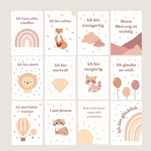 Cartes de motivation Cartes d'affirmation pour enfants 12 cartes Allemand Numérique à imprimer