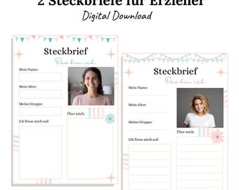2 Profiles for Educators | Daycare and Nursery Template | Kindergarten Portfolio | PDF for Printing | Forest Kindergarten Digital Download