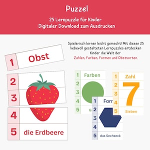 25 educational puzzles for children: numbers, colors, shapes, and fruits, preschool & kindergarten PDF Download