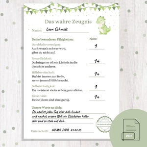 The true report card 2025 PDF A4 – loving parental report card, appreciation, motivation, end of school year, motivation report card for children Dino