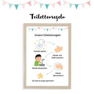 Toiletregels voor kinderen - afdrukken, ophangen en hygiënebewustzijn bevorderen - kleuterschoolsjabloon PDF voor leerkrachten of thuis