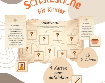 Indoor scavenger hunt for children aged 6 and up, treasure hunt for home with printable clues in rhyme.