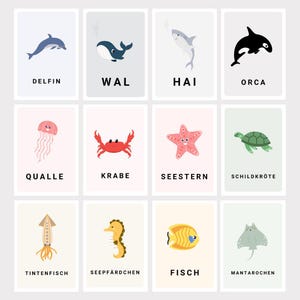 50 Animal Flashcards Preschool – Flashcards for Children in German | Montessori Materials | Fruit Flashcards German | PDF Digital image 8