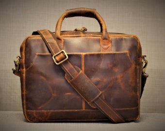 Laptop, Briefcase Leather Bag