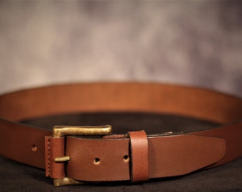 Leather men's belt genuine full grain leather personalised belts.