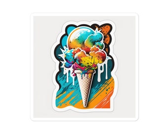 Colorful ice cream sticker, summer stickers