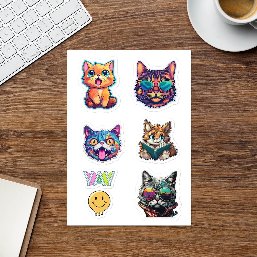 Cat Layout Sticker Cat 4-pack Sticker Sheet - Etsy