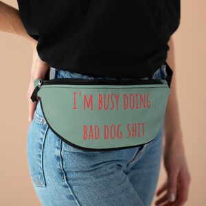 Funny bag dog bag fanny pack funny dog crossbody bag sage grey fanny pack dog, hip waist belt hip purse bag grey dog bag for dog walks