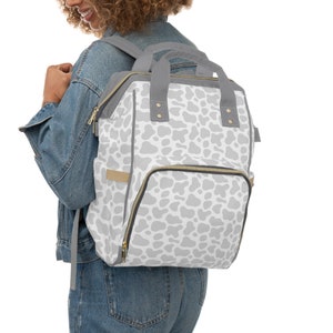 Cow Pattern backpack grey trim cow backpack custom two tone grey backpacker multifunctional tribal travel bag for babies for dog mom