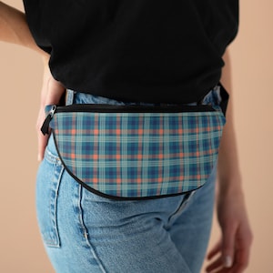 Neon fanny pack belt bag pattern crossbody bag gift travel bag blue orange pattern hip pack bag checkered waist belt bum bag