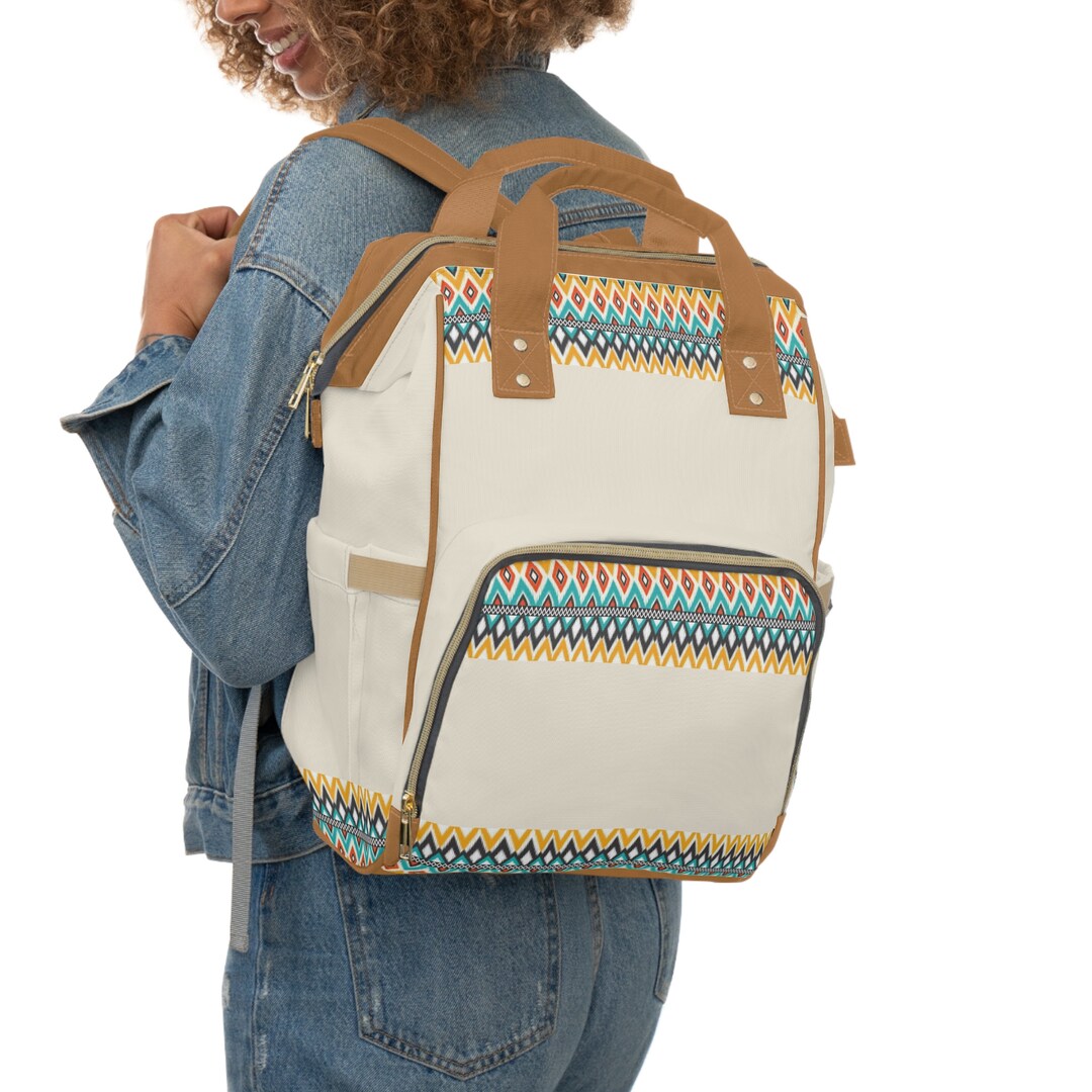 Pattern Brown Backpack Light Brown Trim Backpack Custom Two Tone ...