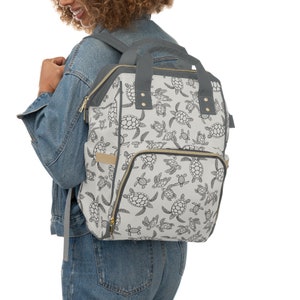 Turtle backpack tortoise backpack custom backpack turtles pattern backpack beige pattern turtle backpacker for baby diaper bag or dog moms