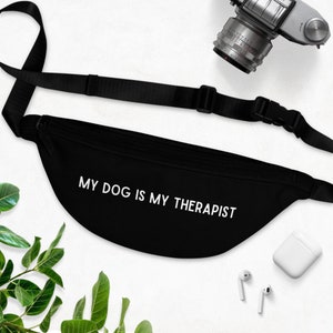 Therapy dog gift bag black crossbody bag dogs hip bag black sling bag belt purse for therapy dog or dog mom bum bag fanny pack black