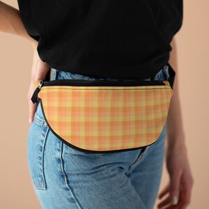 Orange plaid belt bag women pattern crossbody bag pattern orange peach custard travel pack fanny pack hip pack waist belt bum bag