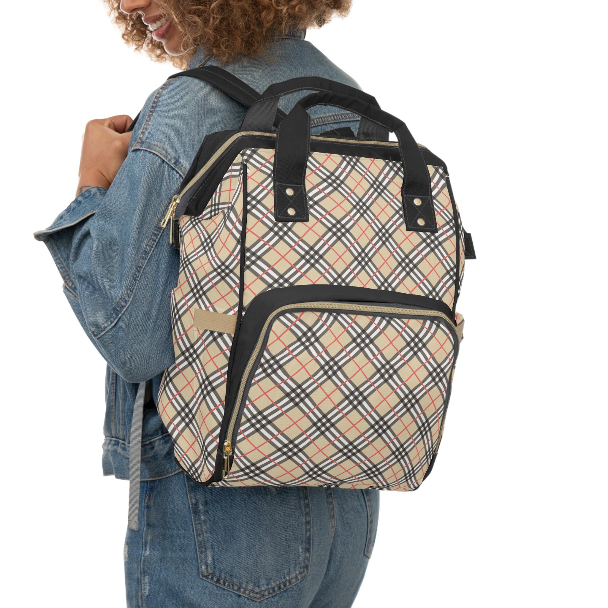 B’s ? Black & Beige Plaid Women\'s Backpack - Shop Stylish Plaid Backpacks for School Travel and Daily Use main image 4