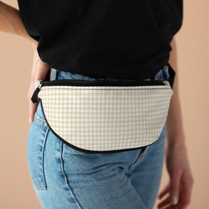 Checkered bag beige crossbody bag light tan pattern travel pack pattern cross body hip pack bum bag waist belt