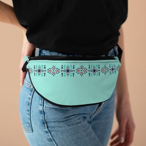 American fanny pack neon Aztec bag mint cross body bag pattern fanny pack pattern bags Native fanny pack waist bag