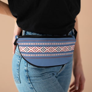 Light blue crossbody bag western fanny pack bag bum bag pack waist pack pattern waist belt bag travel bag multicolor multifunctional