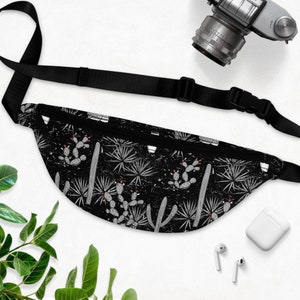 Desert pattern bag cactus crossbody bag western travel pack cactus pattern bum bag desert night fanny pack hip pack black waist belt pack