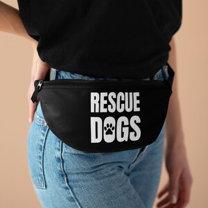Black fanny pack dog rescue bag, belt bag, dogs crossbody bag, rescue dog bum bag, black cross body bag, dog sling bag, fanny pack, dog gift