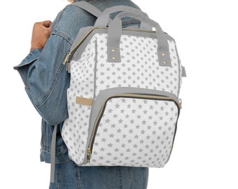Star backpack pattern backpack custom backpack star pattern backpack black backpacker travel bag storage for bottles or baby diaper