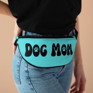 Neon blue dog mom fanny pack humorous bum bag blue fanny pack dog hip pack black waist belt crossbody dog bag gift for dog moms
