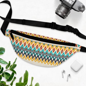 Pattern crossbody bag Azec style pattern travel pack western style American fanny pack pattern cross body hip pack should bag waist belt