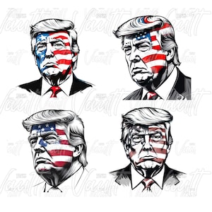 PNG Trump American Flag Face | Braveheart | Donald Trump Patriotic Design PNG | Trump Designs for Shirt | Trump MAGA | Donald Trump Designs