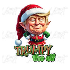 PNG Donald Trump Maga | Trumpy Die Elfe | Trump als Elfe | Weihnachtself | Trump Weihnachten PNG | Donald Trump trägt eine Weihnachtsmütze