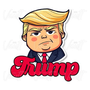 PNG Donald Trump SVG Designs / Trump 2024 / Trump Maga Design PNG / Caricatura dei cartoni animati di Donald Trump / Disegni per bambini di Trump / Patriottico