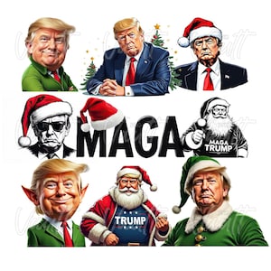 PNG Donald Trump Christmas Bundle Trump Elf Trump Santa Trump Christmas PNG Designs | Trump Holiday Shirt Bundle Designs PNG Funny