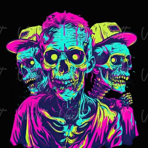 PNG ZOMBIE Neon Walking Dead Zombies Halloween Spooky Designs Walking Corpse Halloween PNG Zombie Svg Halloween Designs for Invitations