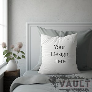 White Throw Pillow Mockup, Digital Medium, Bedroom Mockup, Bedroom Pillow Mockup, Couch Pillow Blank, Pillow Blank Digital Mockup