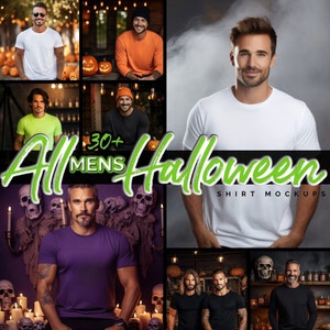 30+ Halloween Mockup Mens T Shirt Bundle  Mock up mens Mock up - T Shirt Mockup tshirt Spooky Mockup Scary Halloween mock ups