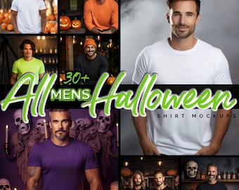 30+ Halloween Mockup Mens T Shirt Bundle  Mock up mens Mock up - T Shirt Mockup tshirt Spooky Mockup Scary Halloween mock ups