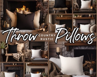 Country Rustic Throw Pillow Mockups Pillow Mock up Bundle Throw Pillow mock up bundle white Pillow Mockup Bundle square Mockup pillow black