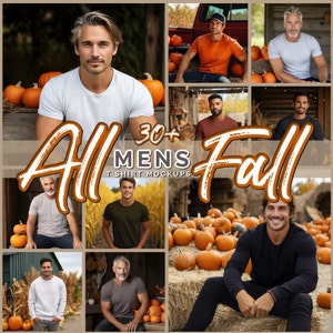30+ T Shirt Mens Mockup Bundle Mens Fall Themed, Pumpkins autumn fall, tshirt Mockup Fall mock up Autumn Mockup t shirt mens mock up fall