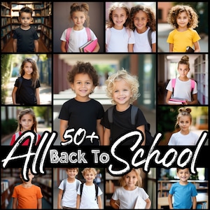 45+ Kids School Mockup T Shirt Bundle Back to School Theme Boy and Girl Mock up Kids Mock up - T Shirt Mockup tshirt mock up Bundle